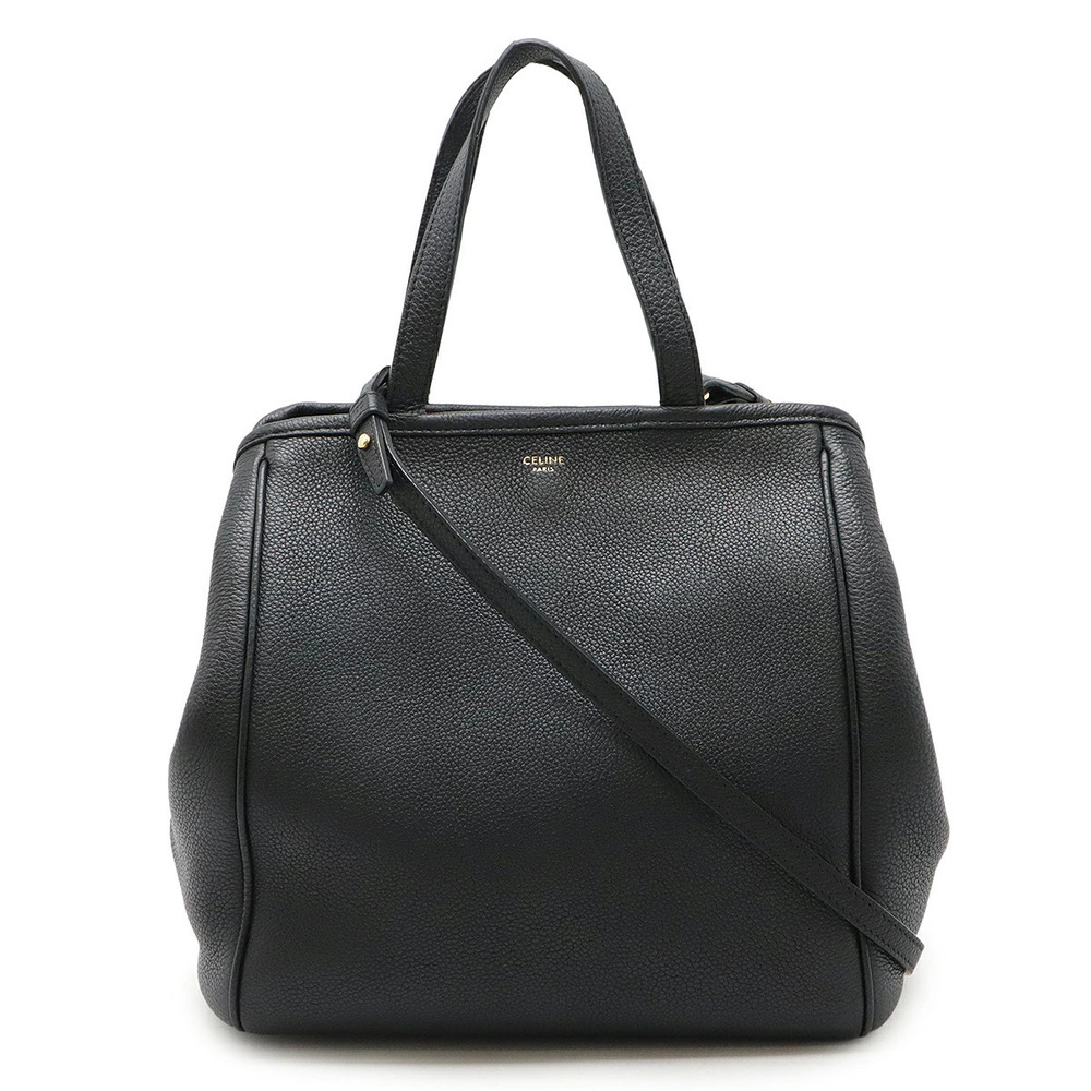 Celine Fold Cabas Tote Bag Shoulder Leather Black